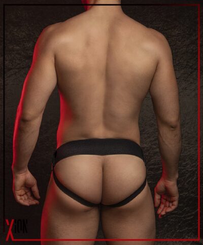 HORNY DUDE LEATHER JOCK BLACK/RED