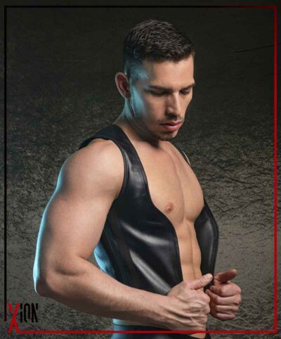 LEATHER VEST HORNY DUDE BLACK